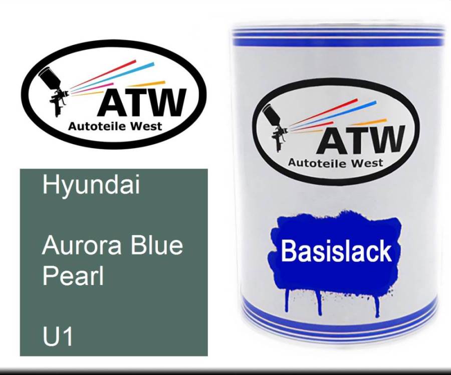 Hyundai, Aurora Blue Pearl, U1: 500ml Lackdose, von ATW Autoteile West.